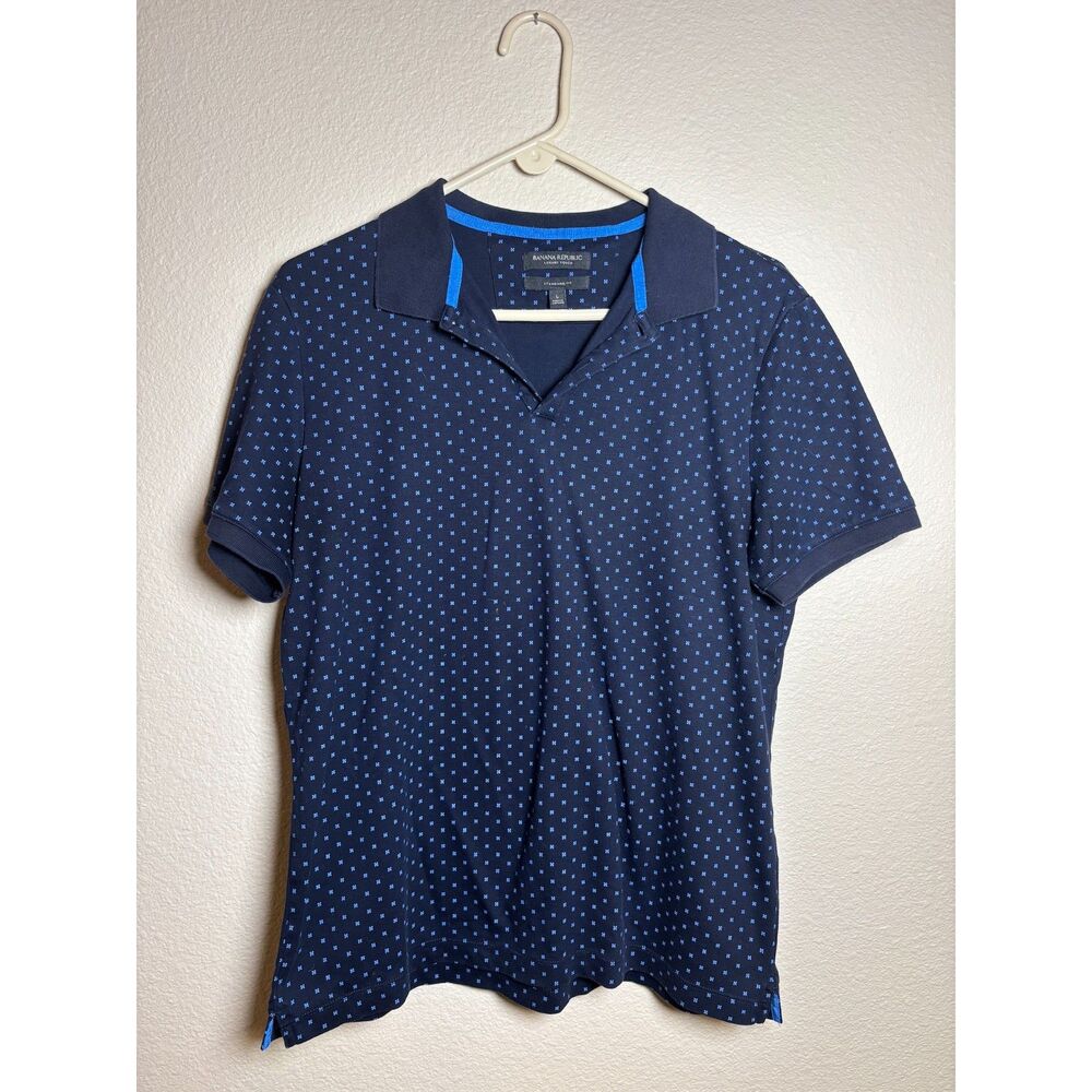 banana republic mens luxury polo navy size L